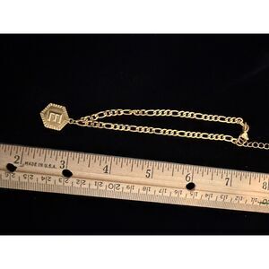 "E" charm bracelet or anklet in gold metal